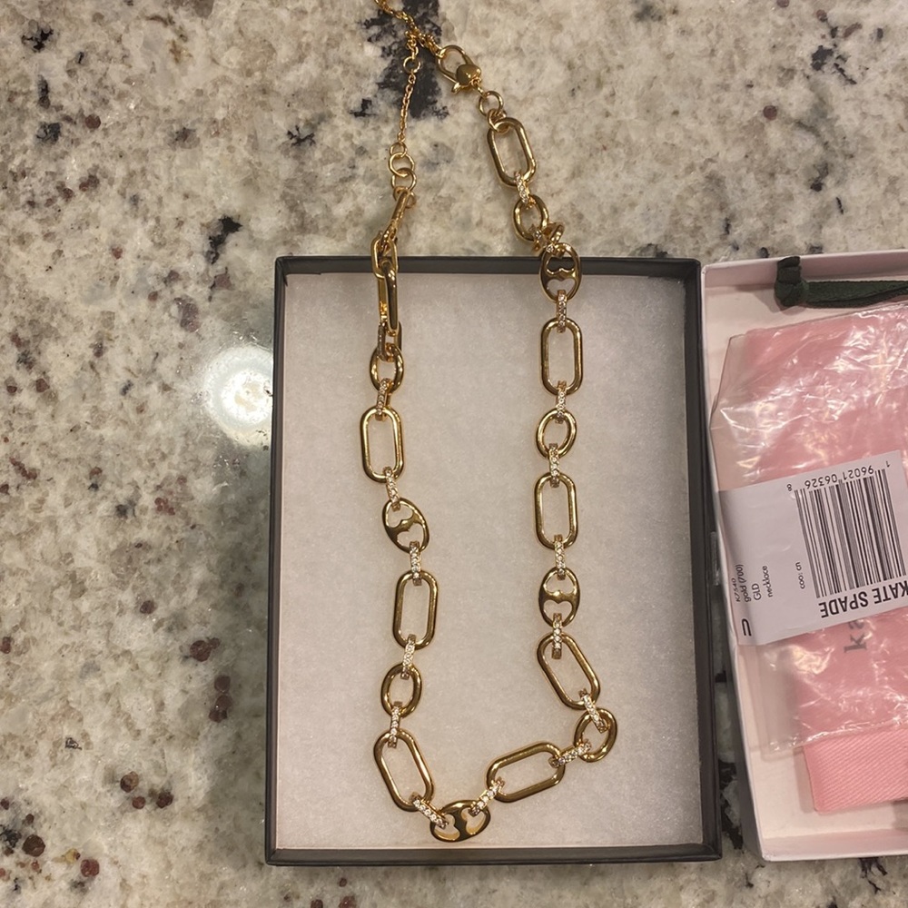Kate Spade Stay Connected Goldtone Cubic Zirconia Chain Necklace - Picture 4 of 4
